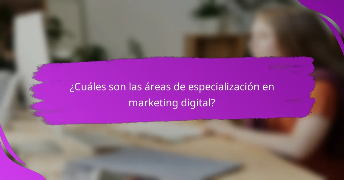 ¿Cuáles son las áreas de especialización en marketing digital?