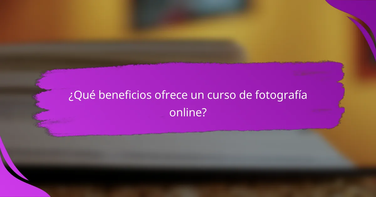 ¿Qué beneficios ofrece un curso de fotografía online?
